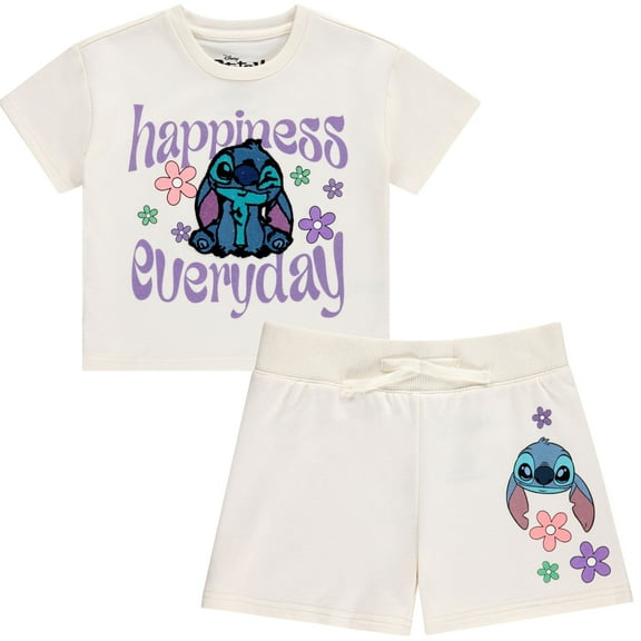 DISNEY Girls Lilo and Stitch Shorts and T-Shirt- Little and Big Girls Sizes 4-16