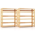 thumbnail image 1 of Gymax 2PCS 4-Tier Bookshelf Floor Storage Shelf w/ Rubber Wood Frame Anti-Toppling Kits, 1 of 9