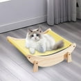 thumbnail image 2 of TISHITA Cat Hammock Cat Bed Breathable Portable Sleeping Beds Wood Removable Cat Rocking Yellow, 2 of 8