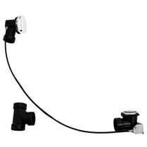 Westbrass D50A45-50 45” Cable Drive Standard Bath Drain Trim Kit with Rotary Overflow Cover Knob, Pop-Up Stopper and Sch. 40 ABS Fittings, Powder Coat White