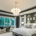 thumbnail image 5 of FINE MAKER Modern Crystal Chandelier, 8-Light Gold Semi Flush Mount Ceiling Light Fixture, 3-Tier Glass Chandelier Light Fixture for Living Room, Bedroom, 5 of 12