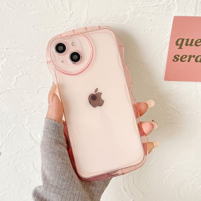 Funda de TPU suave ondulada y rizada transparente para iPhone 14 13 12 11 Pro Max X XR XS Love Heart Camera, funda de silicona con forma de caramelo Tan Jianjun unisex