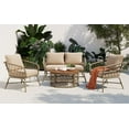 thumbnail image 2 of Roomfitters Bohemia-inspired 4-Person Outdoor Seating Group with Removable Cushions, Conversation Patio Set with Wood Tabletop, Beige, 2 of 9