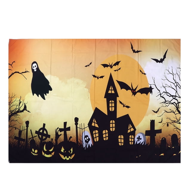 Fondos de Halloween Reutilizable Durable Halloween Cementerio de Miedo Tapiz Colgante de Pared para la decoración de la Pared del hogar Escena de Halloween o Manta de sofá(230 * 180cm)