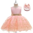 thumbnail image 2 of Baby Girls Ruffle Lace Backless with Headwear Bowknot Flower Wedding Christmas Dress, 3M-24M, 2 of 7