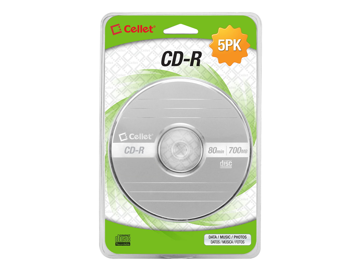 Cellet 5-Pack 700MB 80 Min for Data Photos Music