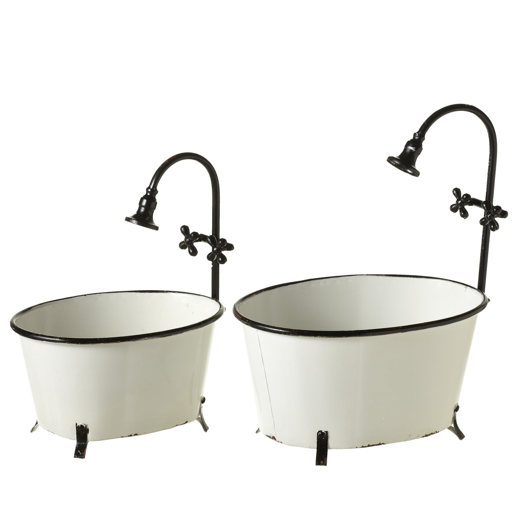 CBK Metal 2 Piece Set Black And White Enamel Bath Tub