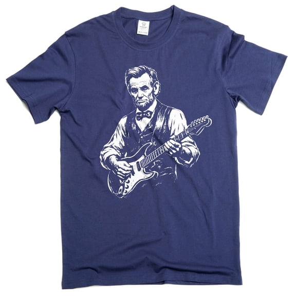 Men's Abraham Lincoln Playing Guitar T-Shirt 4th of July patriotic funny tee