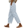 thumbnail image 2 of Blue Women's Casual Pants, Women'S Elastic Belt With Pocket Trousers Side Cropped Pants Loose Casual Pants Printed Straight Pants,Women's Casual Pants XL, 2 of 4