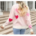 thumbnail image 6 of Women's Cute Heart Cream Sweaters Trendy Fall Pullover Crewneck Long Sleeve Soft Knitted Sweater Top, 6 of 10