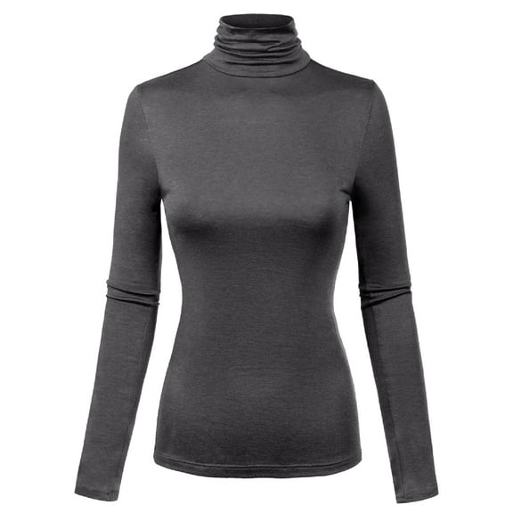 Made by Olivia Women's Long Sleeve Turtleneck Lightweight Pullover Slim Fit Top