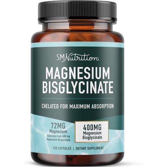 Magnesium Glycinate 400mg for Relaxation, Sleep, Muscle & Leg Cramps Support | Chelated Magnesium for Maximum Absorption | 2 Month Supply, 120 Ct