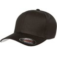 thumbnail image 1 of Gorra de béisbol Flexfit de sarga de algodón ajustada negra para adulto, 1 of 4