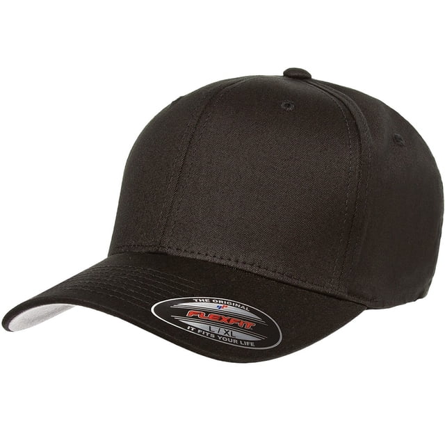 Gorra de béisbol Flexfit de sarga de algodón ajustada negra para adulto