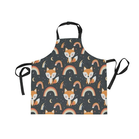 

JSTEL Fox Rainbow Apron with 2 Pockets for Women Men Adjustable Garden Bib