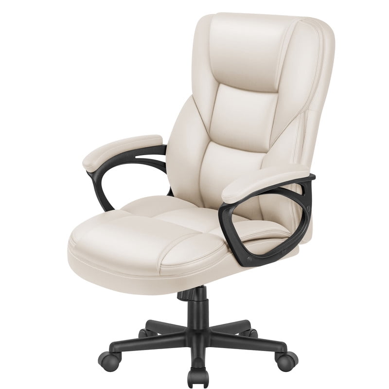 Furmax High-back Executive Office Chair with Lumbar Support Height Adjustable Swivel PU Leather Chair, Beige