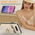 thumbnail image 3 of REQO Phone Case for Samsung Galaxy S10 Plus Wallet Cell Cover with Screen Protector and Crossbody Strap Ring Stand RFID Credit Card Holder S10+ S10plus 10S Edge S 10 10plus Women Girls Beige, 3 of 8