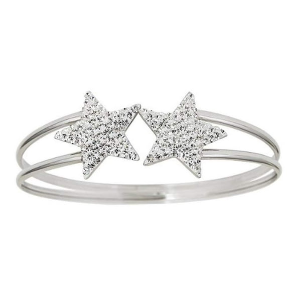 Decadence Sterling Silver Crystal Star Ended Bangle