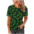 thumbnail image 1 of Camiseta con estampado de cuello redondo para mujer a la moda del Día de San Patricio, camiseta de manga corta de verano, blusa Pompotops  hkajfhjk461577, 1 of 6