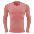 thumbnail image 2 of VgaVtl Pink Mens Long Sleeve Tshirts Muscle Clothes for Men Slim Gym Athletic Solid Color Casual Shirts,L, 2 of 3