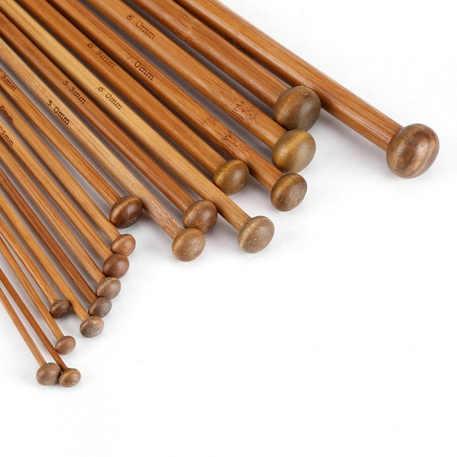 Hongzer Agujas de Tejer, Juego de Agujas de Tejer de bambú, Agujas de Tejer carbonizadas con un Solo Punto 18 tama?os para Tejido Hecho a Mano Herramientas de Bricolaje (2 mm a Decoración Hogareña Octpeak NO