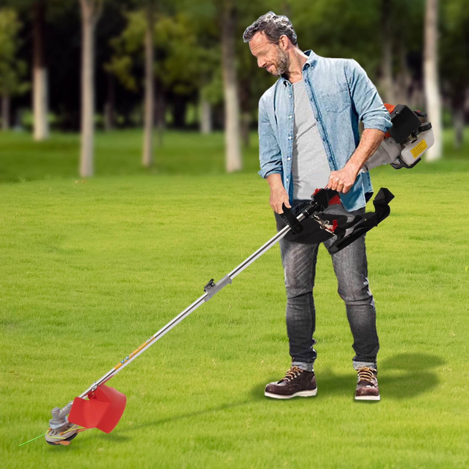33CC Weed Wacker, Gasoline Power 2-Stroke String Trimmer Weedeater, Cordless Weed Eater with Single Cylinder Air-Cooled Engine, Lawn Mower Grass Trimmer for Home Lawn Mowing, Bushes Cutting