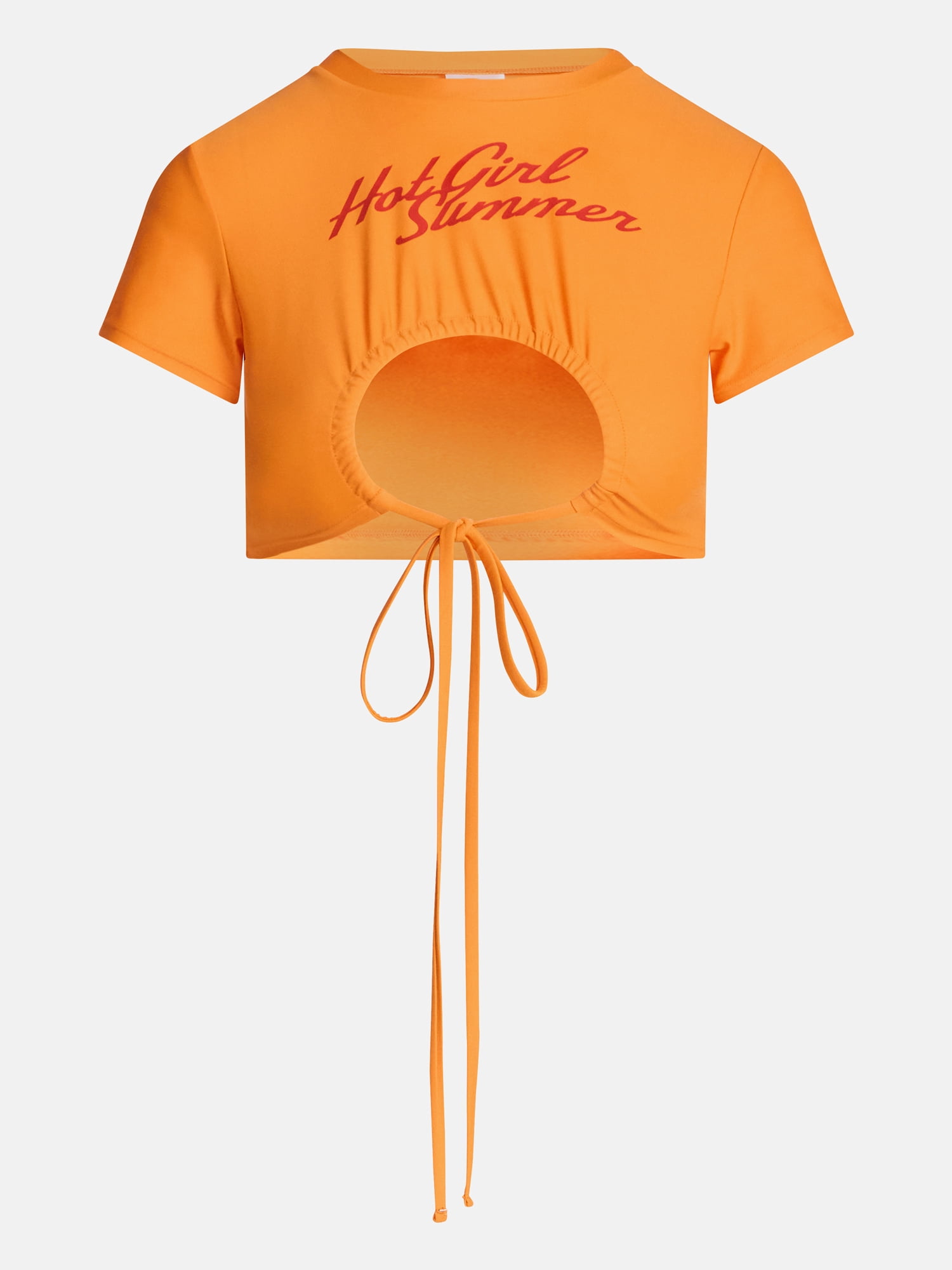 Hot Girl Summer by Megan Thee Stallion Women's and Women's Plus Cutout Swim Top with Keyhole Front, Sizes XS-3X