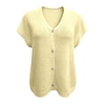 thumbnail image 3 of Spring Cardigans for Women Short Sleeves Knitted Button Up Sweater Cardigan V Neck Casual Sweater Coat Short Sleeves Sweater Cardigans for Women (Yellow XL), 3 of 4