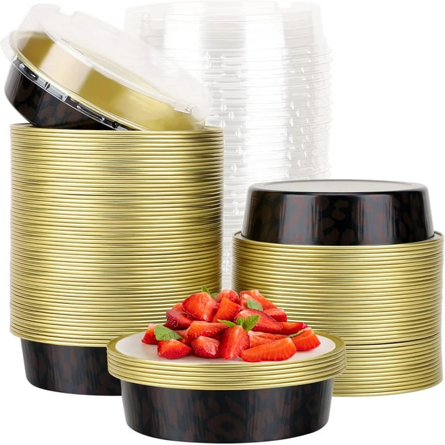 Mini Ramekins with Lids oz Disposable Aluminum Foil Cake Baking Tins Pans Creme Brulee Tart Pie Tins Silver Small Individual Round Containers Oven for Baking
