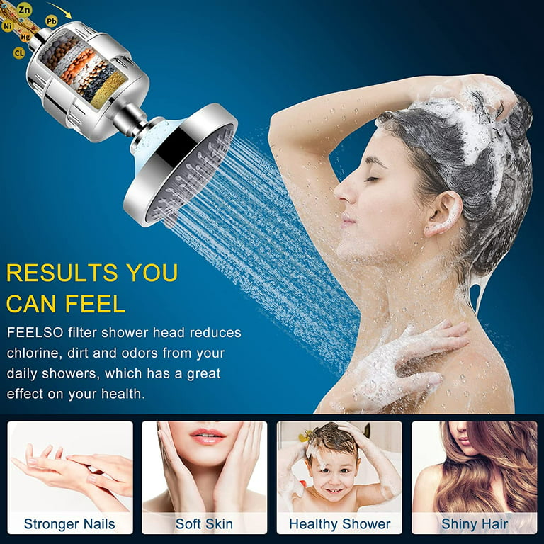 ADOVEL High Output Shower Head and Hard Water Filter for Bathroom, 15 Stage Shower  Filter Removes Chlorine & Harmful Substances 