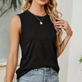 thumbnail image 2 of Htigea Tank Tops for Women Solid Color Sleeveless Blouses Casual Crewneck Loose Fit Tanks Soft Summer Lounge Undershirts Clearance Sale Black,2XL, 2 of 4