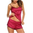 thumbnail image 2 of BONIXOOM Christmas Pajamas For Couples Womens Pajamas Sleepwear Drawstring Sleeveless Solid Sleepwear Sets Wine L, 2 of 7