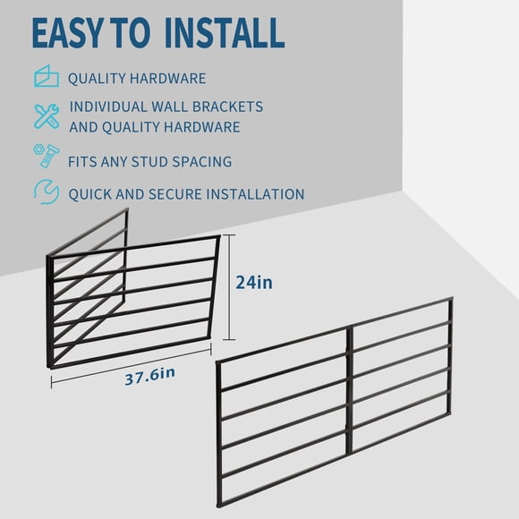 Qinaqin Resistente Garage Shelves 2-Pack 76" x 24" Steel Montado en Pared Almacenamiento con cm de Alturaooks | 200Lb/Shelf Capacity (400Lb Total) para Garage/Basement/ Anchoorkshop