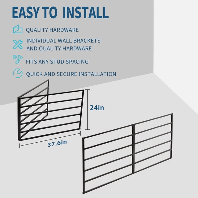 Qinaqin Resistente Garage Shelves 2-Pack 76" x 24" Steel Montado en Pared Almacenamiento con cm de Alturaooks | 200Lb/Shelf Capacity (400Lb Total) para Garage/Basement/ Anchoorkshop