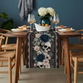 thumbnail image 2 of Halloween Table Runner - 90 Inch Long, Kitchen Dining Table Runner Dresser Scarves, Horror Skull Flower Leaf Floral Textured Farmhouse Decor for Coffee Tables Wedding Party Banquet, 2 of 8