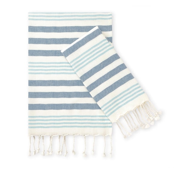 Toallas de mano Folkulture Fiji Aqua, 100% algodón, juego de 2