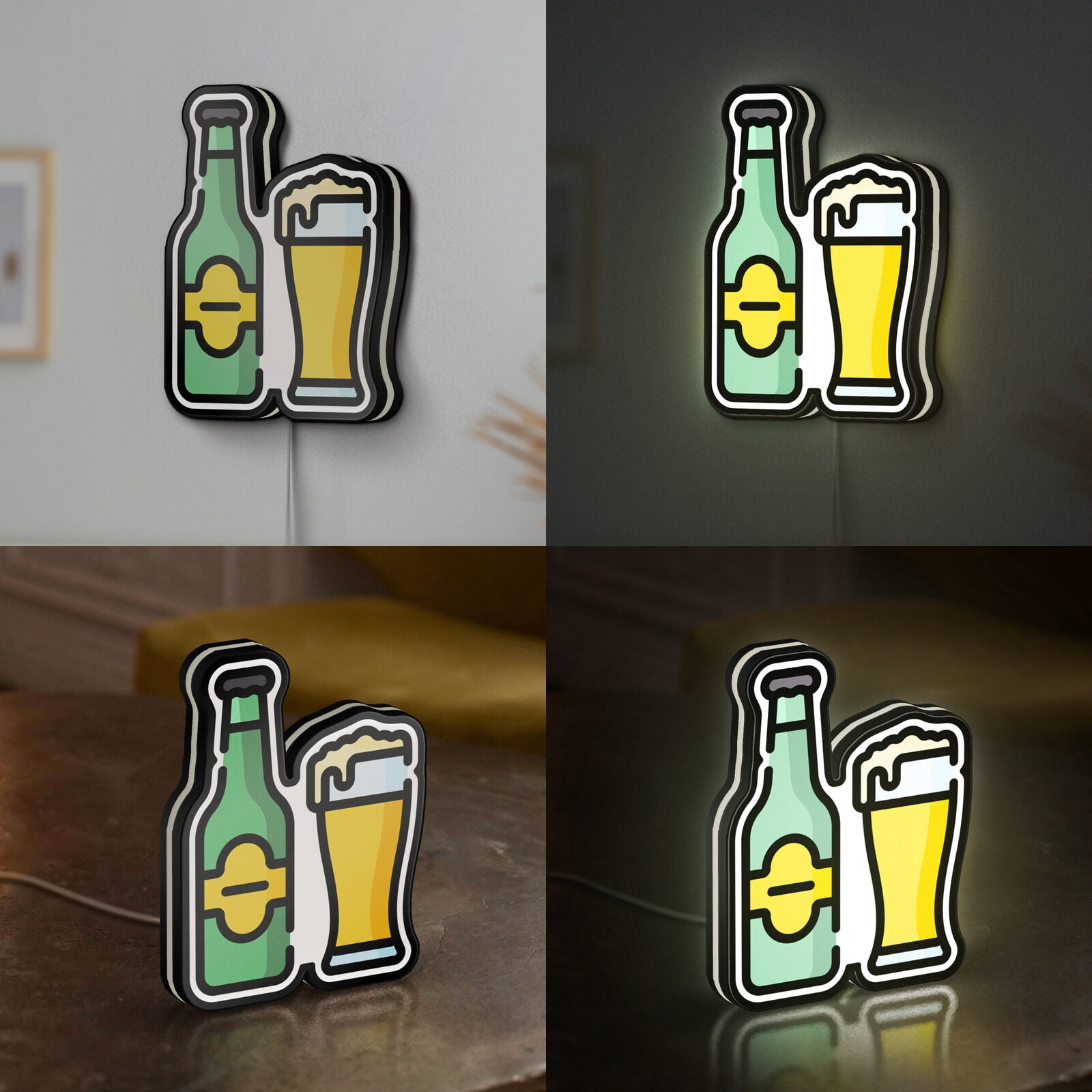 Beer Bottle 3D Novelty Light Box, Alcohol Beverage Lamp Decor for Bar Fans, Pub Themed Drink Light for Food and Restaurant Spaces (Width 24 inch, 60cm)