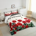 thumbnail image 4 of Spring Geranium Flowers Down Comforter Twin Rustic Farmhouse Plaid Floral Bedding Sets Country Garden Style Comforter Set For Teen Women,Pastoral Bee Quilt Duvet Cabin Decor, 4 of 6