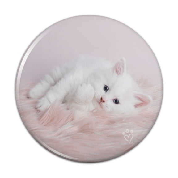 Persian Cat White Kitten Fluffy Furry Blanket Pinback Button Pin