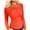 Orange, variant on AXXD Womens Work Tops Basic Summer 2024 Casual Long Sleeve Round Neck Slim Hollow Out Shirt Blouse Tops