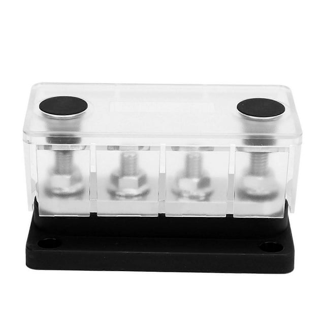 Power Distribution Block M8 Screw 4 Terminal Bus Bar DC 12V?48V 300A for Automobile Boat Black