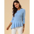 thumbnail image 2 of INSPIRE CHIC Women's Long Sleeve Ribbed Knit Ruffle Hem Peplum Top, 2 of 6