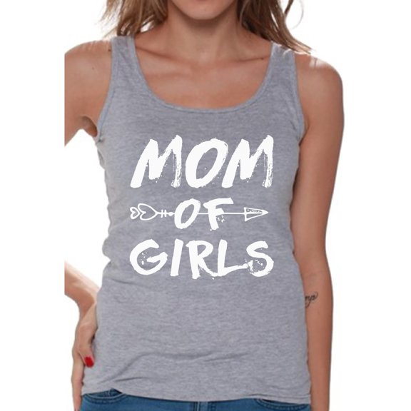 Awkward Styles Women's Mom of Girls Arrow Mother's Day Graphic Tank Tops White Motherhood New Mom
