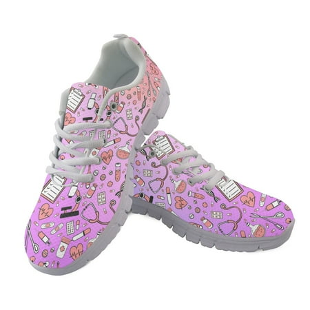 

Summer Lace Up Sport Jogging Running Shoes For Women Nurse Walk Casual Shoes Medical Print Mesh Ladies Sneakers Womens Flats