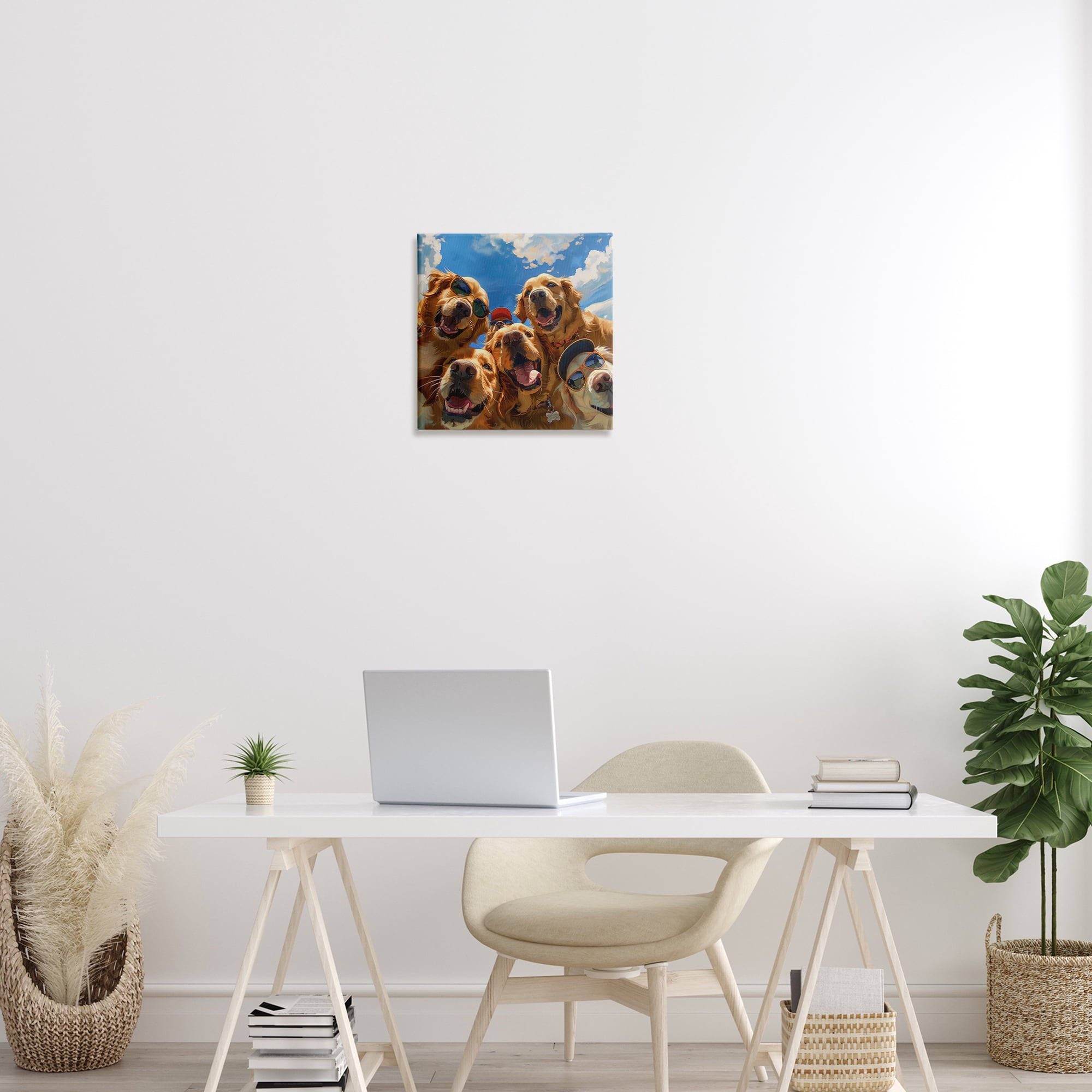 Stupell Industries Golden Retriever Group Selfie Animals Painting Wrapped Canvas Art Print Wall Art, 17 x 17