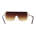 thumbnail image 2 of Luxurious Oversize Rimless Shield Flat Top Mobster Sunglasses Gold Brown, 2 of 4