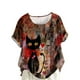 thumbnail image 4 of Vestidos Casuales Para Mujer, Blusas De Mujer De Moda Blusa tipo túnica informal de lino con estampado de peces y botones de manga corta para mujer, 4 of 4
