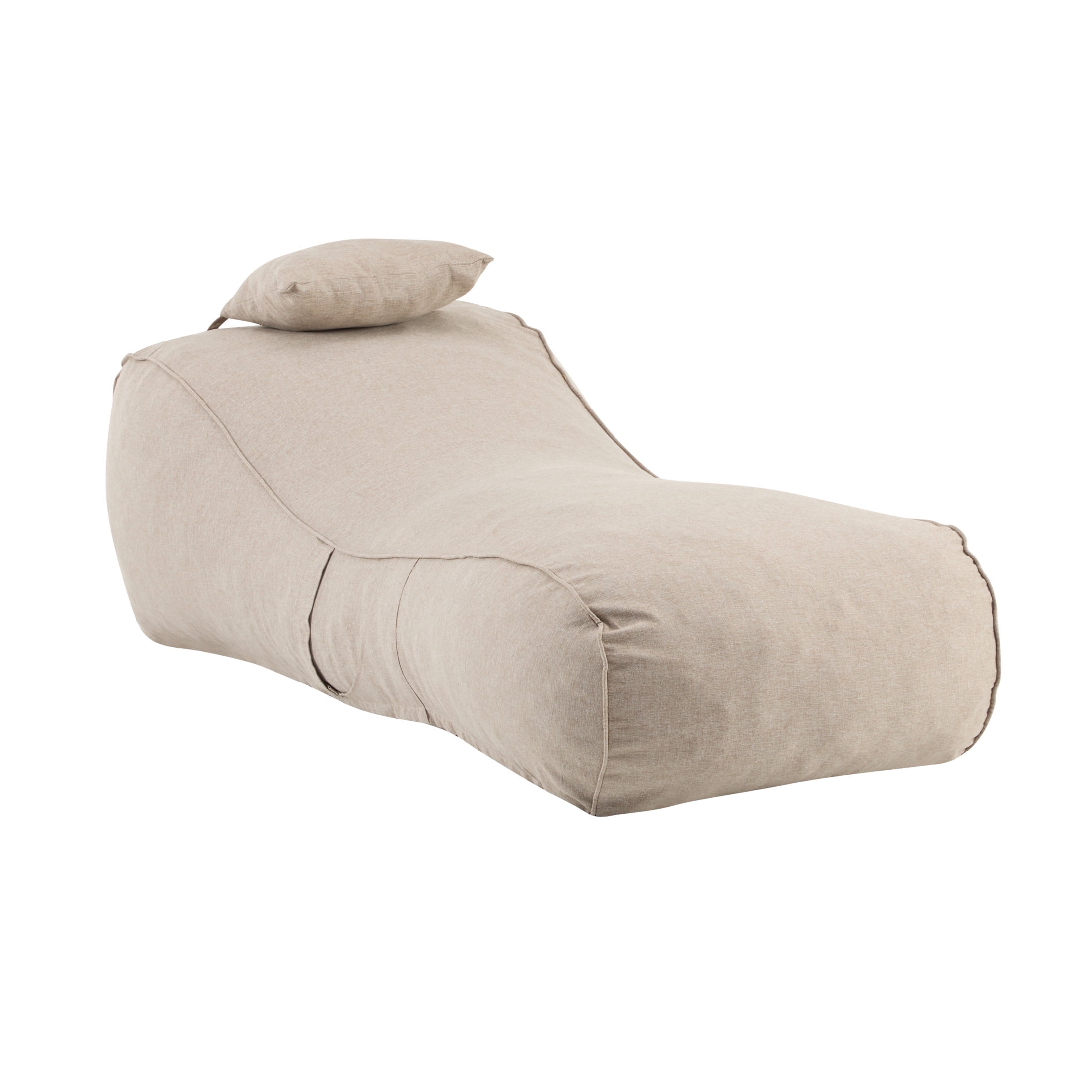 Christopher Knight Home 71" Outdoor Bean Bag Lounge Chair with Pillow, Weather-Resistant Fabric, Dark Beige