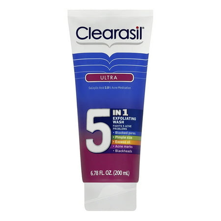 Clearasil Ultra 5-in-1 Exfoliating Acne Medication Wash, 6.78