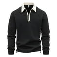 thumbnail image 1 of pstuiky hombres de manga larga, Camiseta de manga larga con solapa y cremallera de color liso para hombre Tops de hombre xxl, 1 of 7